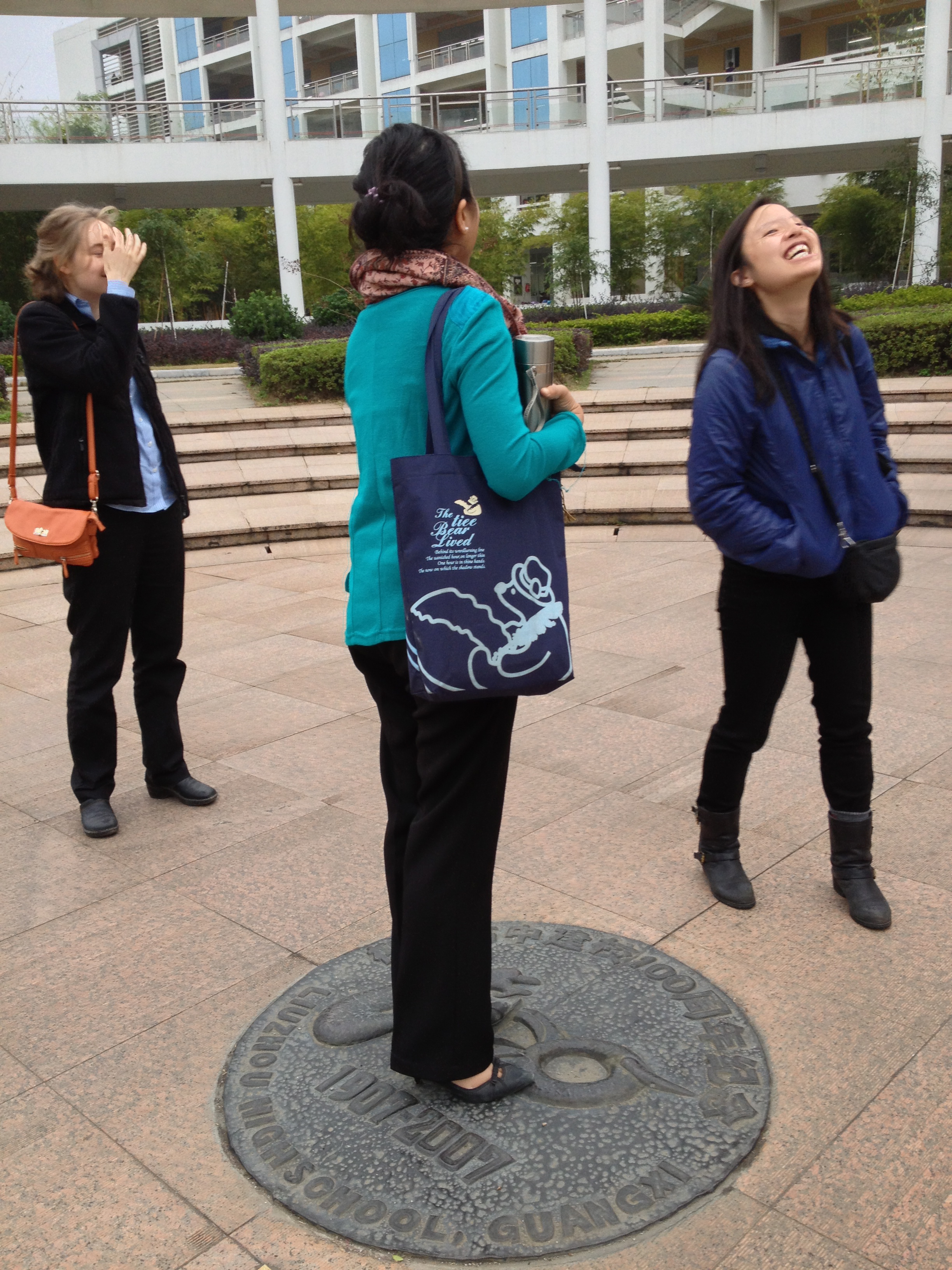 If you stand on that circle, your voice is magically amplified