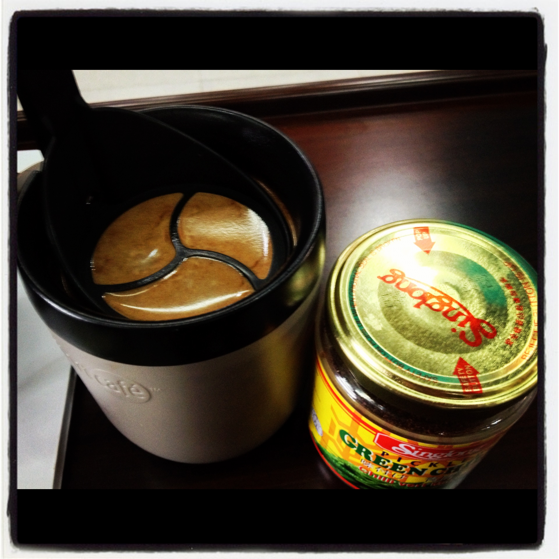 The life-saving camping French Press and jar of dark roast arabica