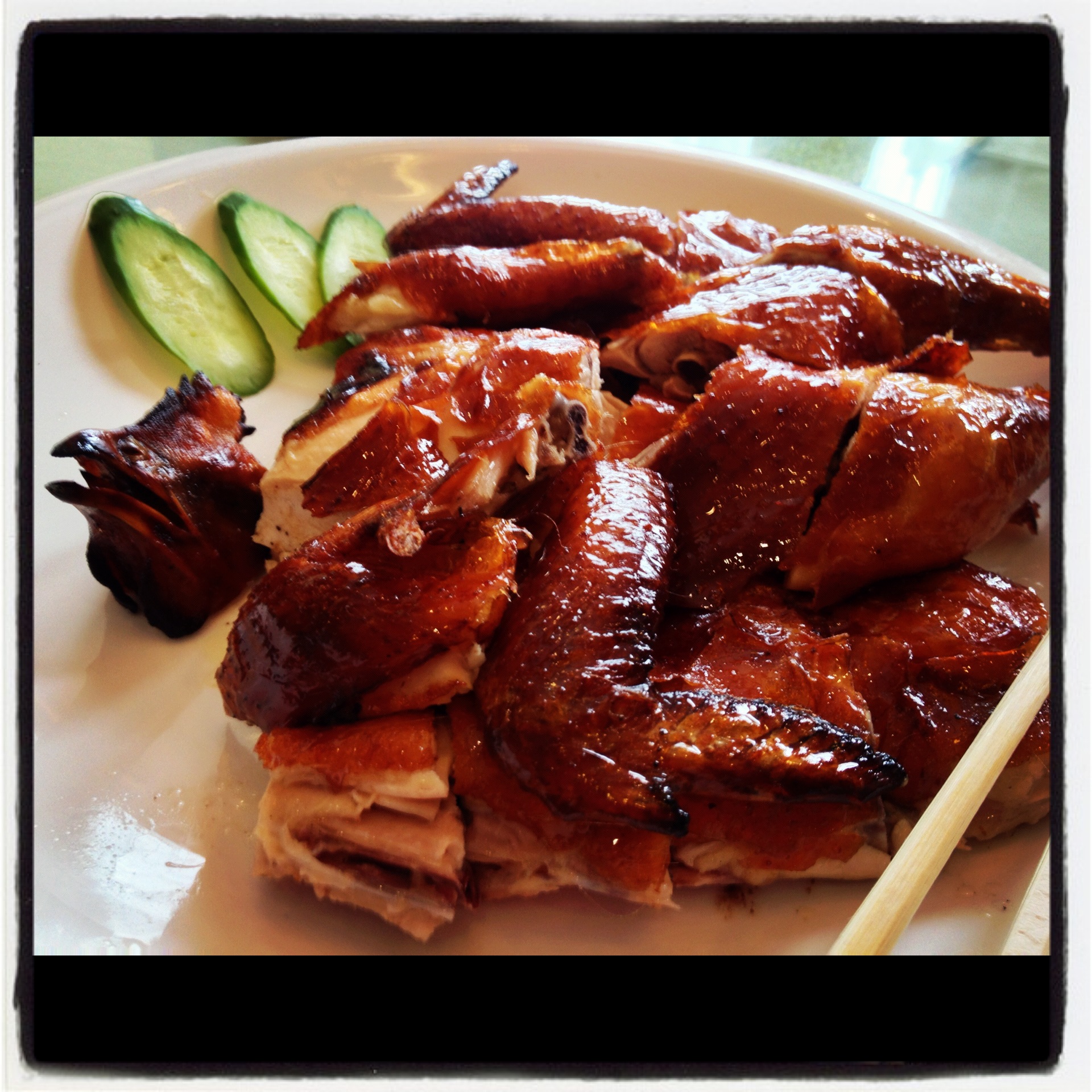 The beak and body, crispy skinned and lovely on the inside.